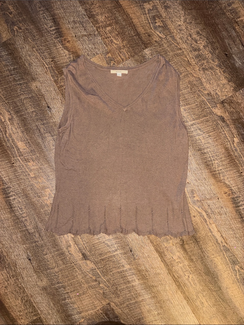Merona Brown V-Neck Sleeveless Knit Tank